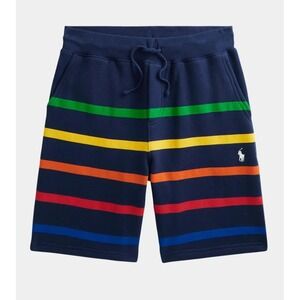POLO Ralph Lauren Boy's Striped Fleece Short Size M (10-12) Navy Colorful Preppy